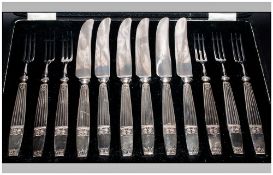 Elkington & Co Boxed Set of Silver Plated and Steel 12 Piece Cutlery Set, Comprises 6 Knives and 6