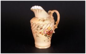 Royal Worcester Blush Ivory Hand Painted Helmet Shaped Jug. Date 1894. Excellent condition. 5 inches