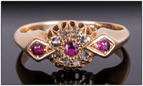 Edwardian Ladies 18ct Gold Set Ruby & Diamond Ring Fully hallmarked Birmingham 1906. Size P.
