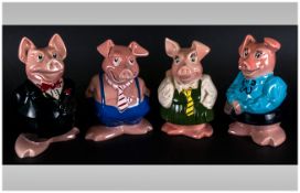 Wade Set of Four Nat West Piggy Banks. c.1980's. All Pieces In Mint Condition.