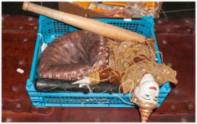 Collection of Assorted Items including baseball glove, truncheon, baseball bat and doll.