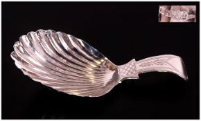 George III Silver Caddy Spoon Made by John Lawrence of Birmingham 1811, Length 2.75 Inches.