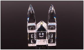 Swarovski Silver Cut Crystal City Cathedral No.7474 000 021. Height 2.25 Inches. Complete with
