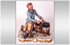 Capodimonte Early and Signed Figure ' Chestnut Seller ' Signed Volta. Excellent Condition. 9