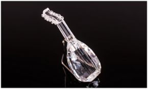Swarovski Silver Cut Crystal  ' Lute' Musical Instrument, No. 7477 000 004. Height 3.5 Inches,