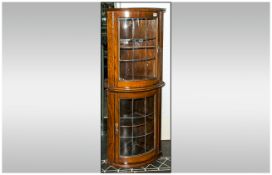 Pair Of Oak Miniature Corner Cupboards with leaded glass bubble fronted doors. Circa 1920's