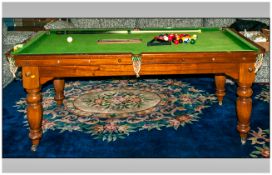 Late Victorian Billiard Table of small size and suitable for a drawing room. On a slate bed with