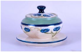 Moorcroft Mackintyre 'Blue Poppies' Preserve Dish, the circular, wide-bodied dish, with an