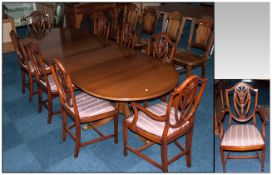 Reproduction Mahogany Dining Room Suite in the Sheraton style, consisting of a set of 8 chairs