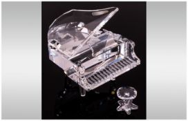 Swarovski Silver Cut Crystal Grand Piano and Stool, No. 7477 000 006, Complete with Box. 2.75 x 2.