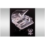 Swarovski Silver Cut Crystal Grand Piano and Stool, No. 7477 000 006, Complete with Box. 2.75 x 2.