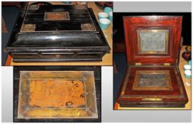 Unusual Mahogany Cased/Boxed Printing Plate after Geroge Catlin (USA) Dated 1872. Titled 'The Mandan