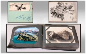 1918 Autograph Album Containing Odd Doodles, Together With A Small Postcard Album Containing