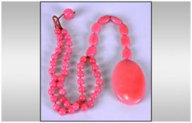 Lola Rose Large Rose Quartz Necklace With Large Oval Pendant, Length 46cm, Complete With Velvet Bag