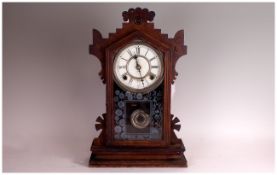 American Shelf Mantle Alarm Clock by the Waterbury Clock Co Waterbury Conn Trade Label attached to