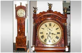 Regency Mahogany Long Cased 8 day striking clock with a white 13'' round enamel dial with subsidiary