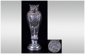 An Edwardian Fine Figural Silver Seal in the form of an owl. Maker Sydney & Co. Hallmark