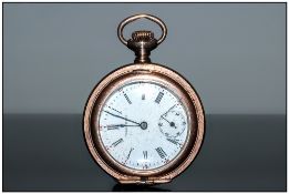 American Waltham - Gold Plated Open Faced Fob Watch, Warranted 25 years with Original Box. Working