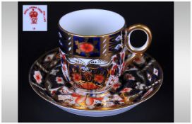 Royal Crown Derby Imari Pattern Coffee Cup & Saucer Date 1906. Saucer 4 1/8'' in diameter. Cup 2''