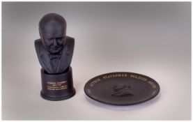 Wedgwood Limited Edition Winston Churchill Basalt Bust number 530-750. Date 1965. 7 inches high.