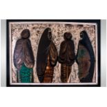 Middle Eastern Water Colour Drawing On Board. Arab ladies in traditional costume. Signed bottom