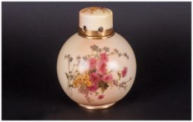 Royal Worcester Blush Ivory Hand Painted Pot Pourie. Date 1905. 5 inches high. Excellent condition.