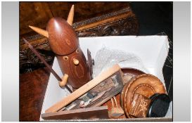 Danish Wooden Viking Figure together with various Wooden Items including Spanish tourist figures,