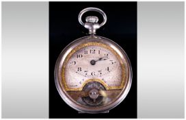 Bentima Watch Co Open Face Pocket Watch, Silvered Dial, With Arabic Numerals, Marked Bentima,