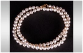 Cultured Pearl Necklace, Length 16 Inches, 9ct Gold Clasp