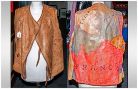 WW2 Leather Flying Jacket/ Waistcoat, sheepskin lined kid leather outer. The back designed with a