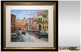 Bernard McMullen Signed Pastel 'Venice' Overall size approximately 29.25x26'', picture itseld 20.