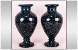 Pair of Amethyst  Mottled Glass Vases of baluster shape, 1930,s. 12 inches high.