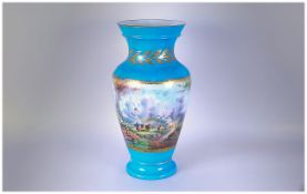 Sevres Style Porcelain Vase, Gilt Decoration With Continuous Landscape Scene Depicting Cattle,