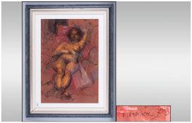 Signed Nude Study By John Mackie 1955 Pastel. 21.5x15'' acquired from the artist studio