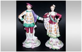 Spode Chelsea Figures No 1 Pair of Gentleman and Lady Figures in 18th Century Dress, the figures are