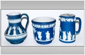 Wedgwood Jasperware Fine Collection Of 19th Century Items, 3 in total. CIrca 1870's. Decorated