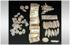 Collection Of Chinese Mother of Pearl Gaming Counters, Various Shapes And Sizes, Approx 65