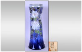 Large Royal Doulton Lambeth Art Vase, c1920's. Applied & raised rose & leaf decoration & a blue