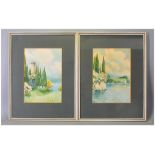 E.Boni Pair Of Italian Lake Scenes, watercolour, Both Signed. 10.5x7.25'' mounted & framed
