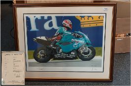 Dave Foord Limited Edition Framed Signed Print 'Back On Track' Carl Fogarty Riding The Foggy