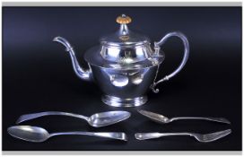 Victorian Aladdin's Lamp Shaped Silver Teapot, Hallmark London 1897. 7.25'' in height. 22ozs. Plus a