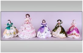 Coalport 'Fairest Flower' Collection Miniature Ladies, 4 in total. 1. 'Jasmine', 2. 'Violet', 3. '