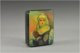 ' Chezy Porka ' High Quality Exquisite Hand Painted Russian Lacquer Table Box. Superb Attention To