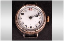 Silver Trench Wristwatch, White Enamel Dial, Arabic Numerals, Manual Wind, AF