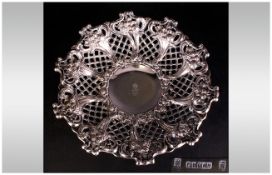 Continental Silver Bowl, Embossed And Reticulated Of Circular Form, Marked To Base Duran, Posiably