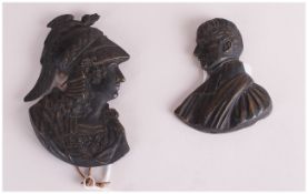 Two Bronzed Cast Portrait Miniatures depicting George III in a classical Roman Emperor's Garb and