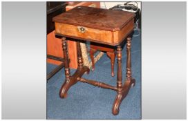 Continental Walnut Ladies Writing Desk with a fitted top drawer, supported by double column turn