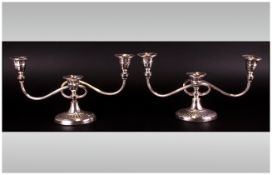 Viners of Sheffield Silver Plated Two Branch Candelabra 7 by 13 inches