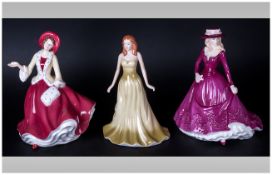 Two Royal Doulton and One Royal Worcester Figures comprising Royal Doulton, Pretty Ladies, Christmas