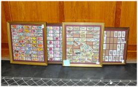 Cigarette Cards, four framed sets. Freshwater fish Brooke Band, Roses Wills Cigarettes, Dogs John